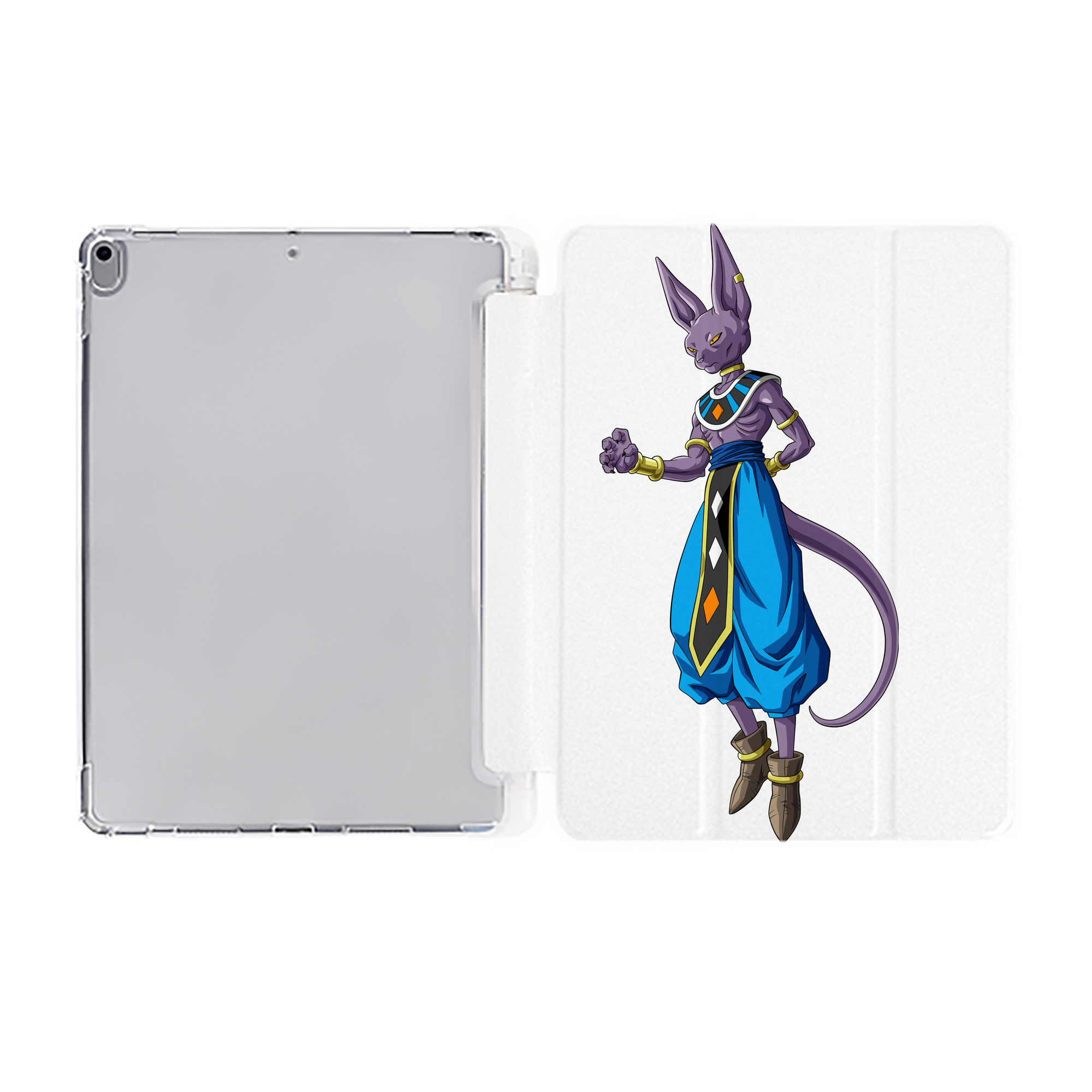 （画像用） ドラゴンボール ビルス 破壊神ビルス DRAGON BALL Beerus Birusu IPad ケース ペン収納付き 三つ折りスタンド PUレザー×シリコン 対応機種9.5/10.5/10.9インチ